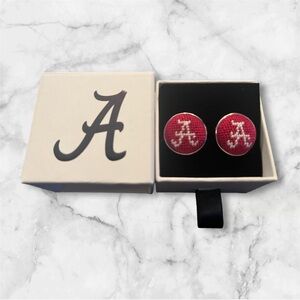 Needlepoint cufflinks - University of Alabama